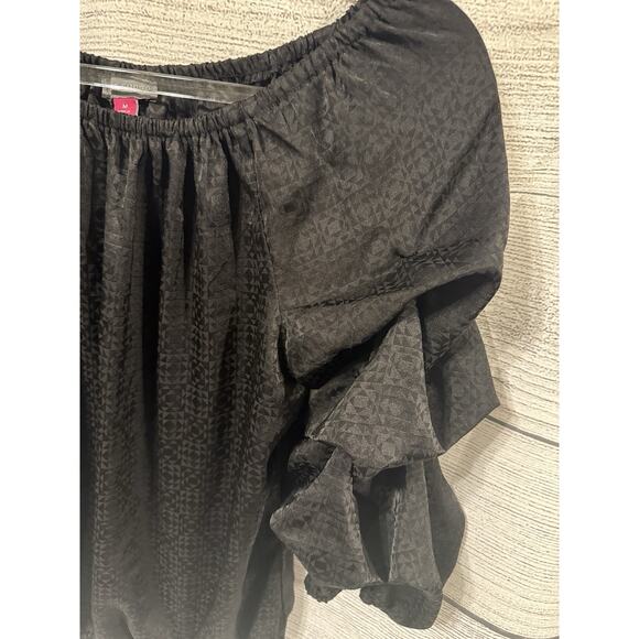 Black Vince Camuto off the Shoulder bubble 3/4-sleeve tie-front blouse Medium - Picture 8 of 10